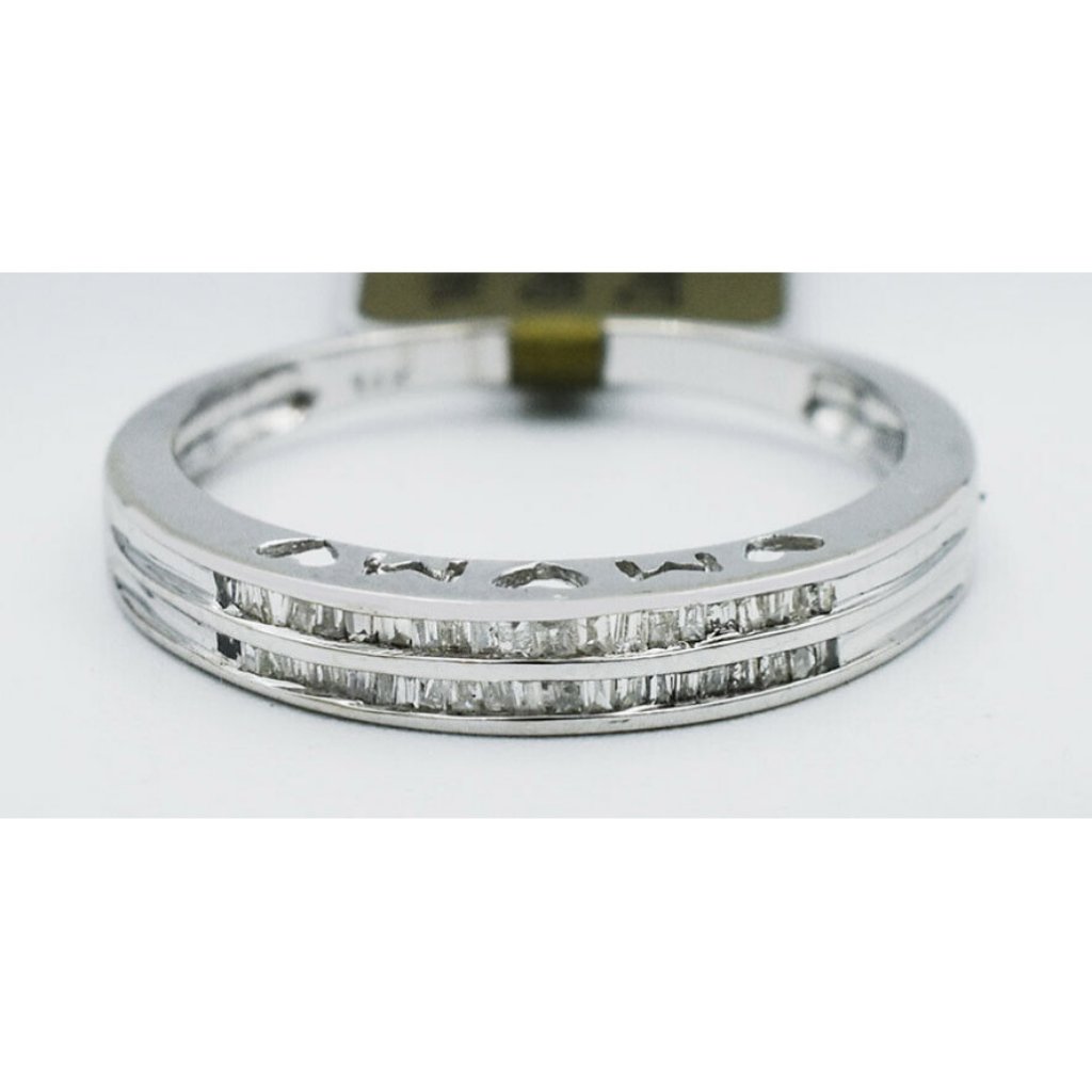Genuine 0.75 Cts Diamonds Band Ring 14k White Gold